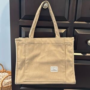 Tan/khaki Corduroy tote bag​ crossbody shopping bag purse magnetic snap close